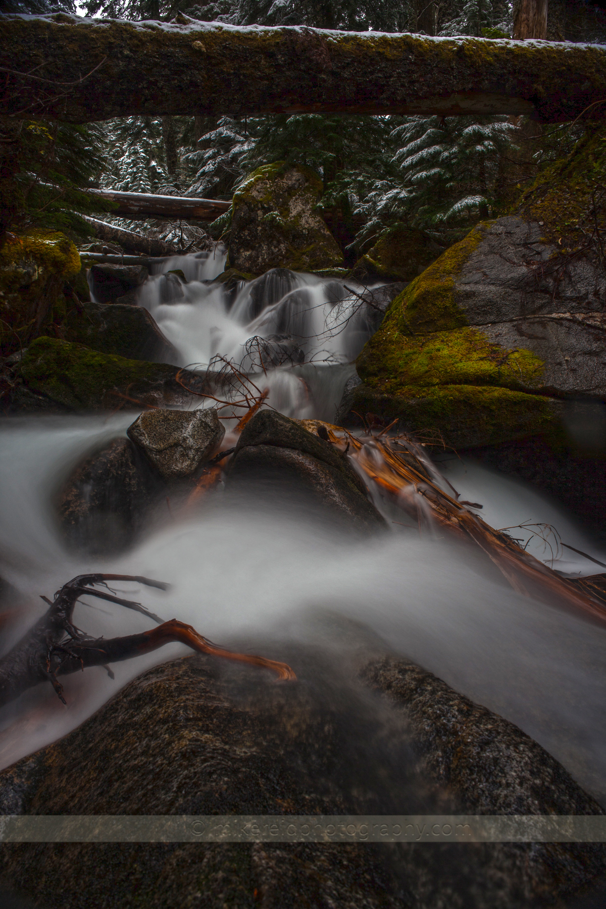 Waterfall Past Logs